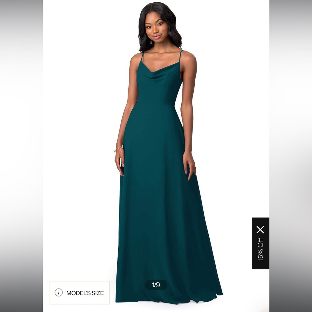 Azazie Daenerys (Petite Custom) Pine A-Line Cowl Chiffon Dress